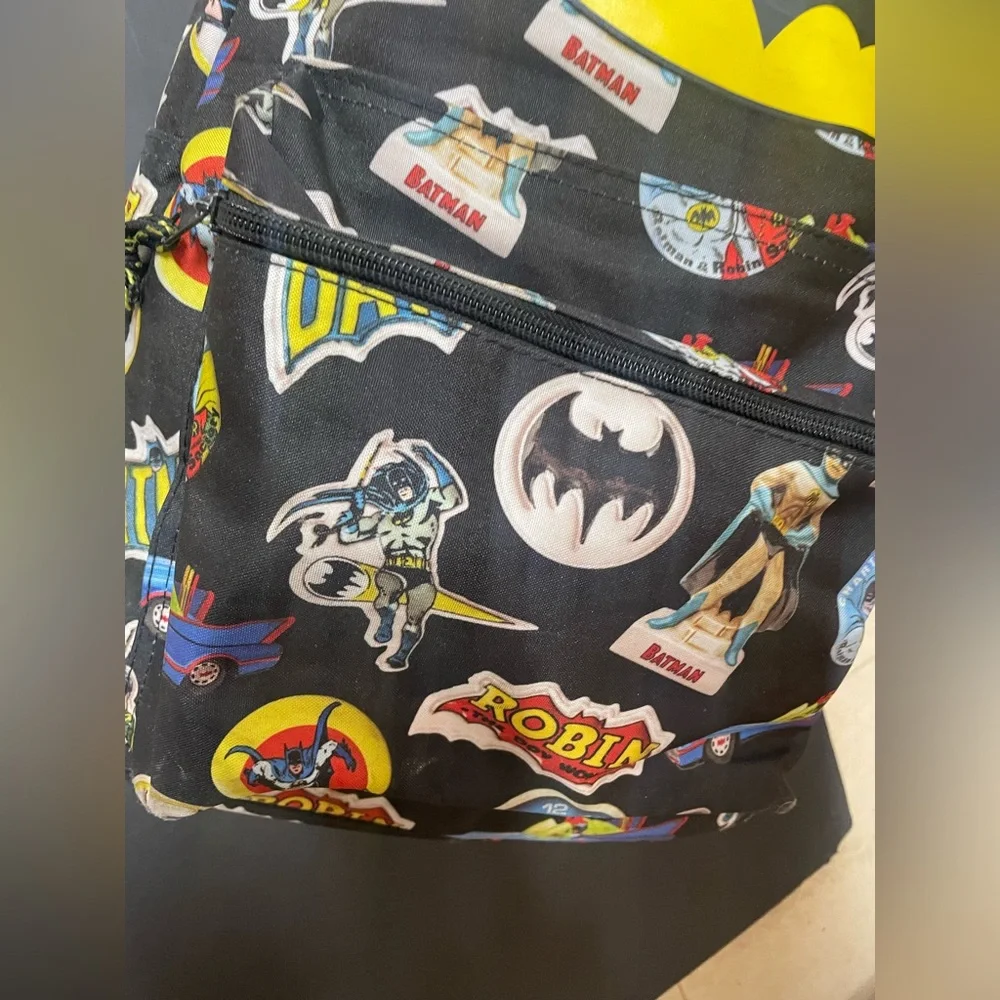 BATMAN ROBIN Backpack DC Comics School Book Bag Vintage Black 1966 Graphics